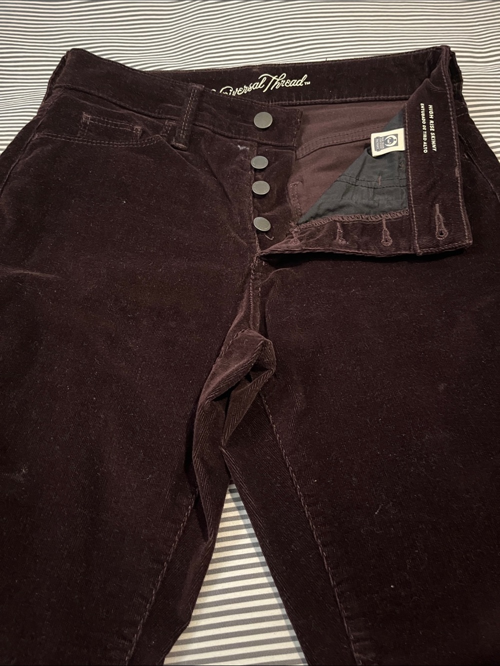 Maroon velvet pants, skinny fit